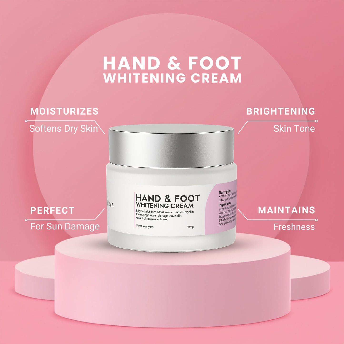 Hand & Foot Whitening Cream – 50mg X Pharma
