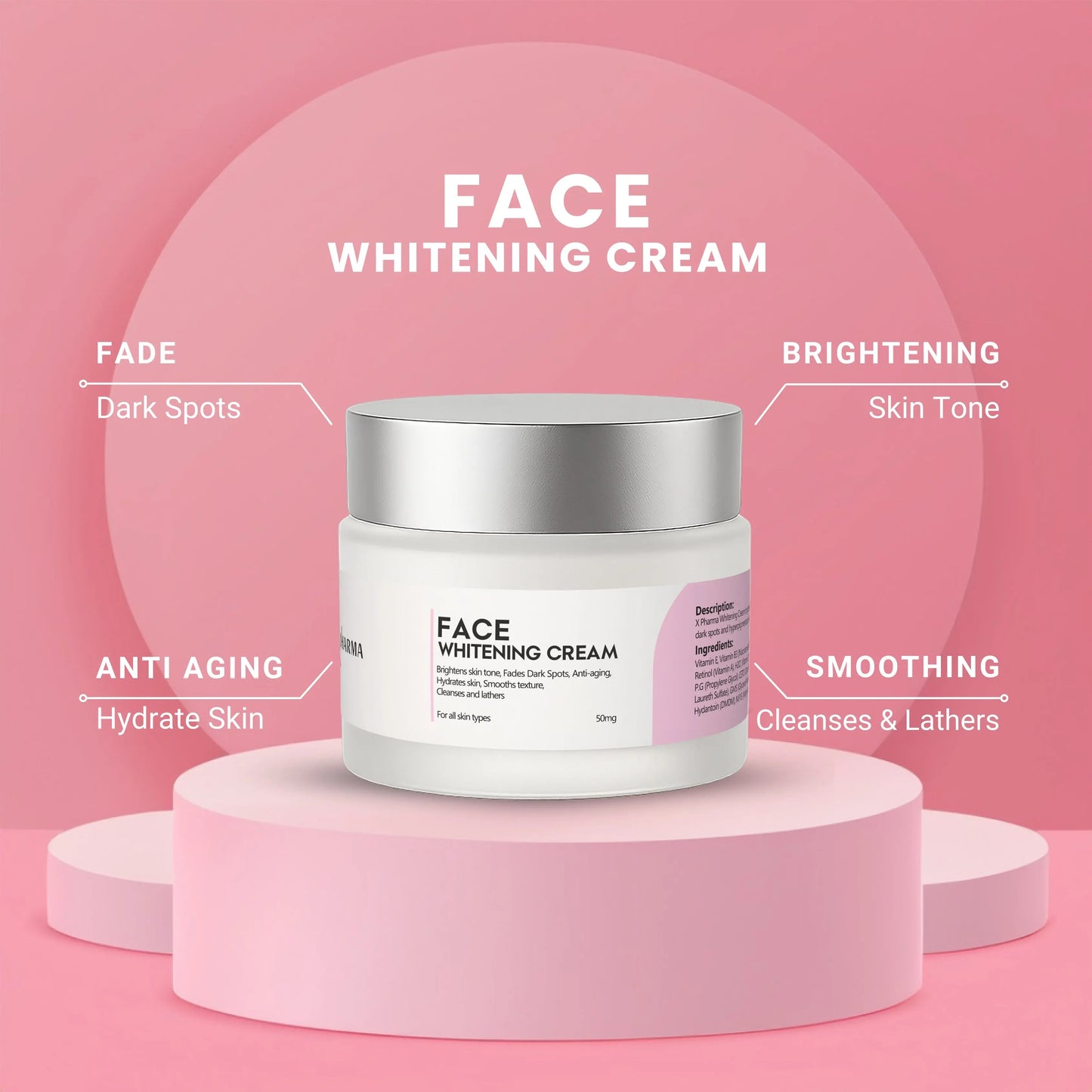 Face Whitening Cream – 50mg X Pharma